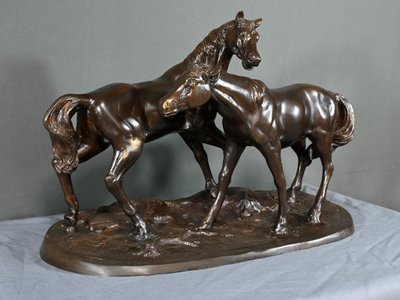 Bronzo "Cavalli arabi", da P-J. Mène - Inizio del XX secolo