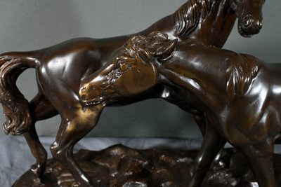 Bronzo "Cavalli arabi", da P-J. Mène - Inizio del XX secolo