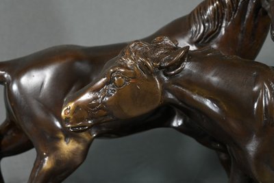 Bronzo "Cavalli arabi", da P-J. Mène - Inizio del XX secolo