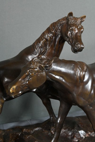 Bronzo "Cavalli arabi", da P-J. Mène - Inizio del XX secolo