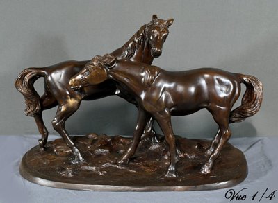 Bronzo "Cavalli arabi", da P-J. Mène - Inizio del XX secolo