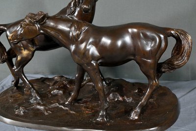 Bronzo "Cavalli arabi", da P-J. Mène - Inizio del XX secolo