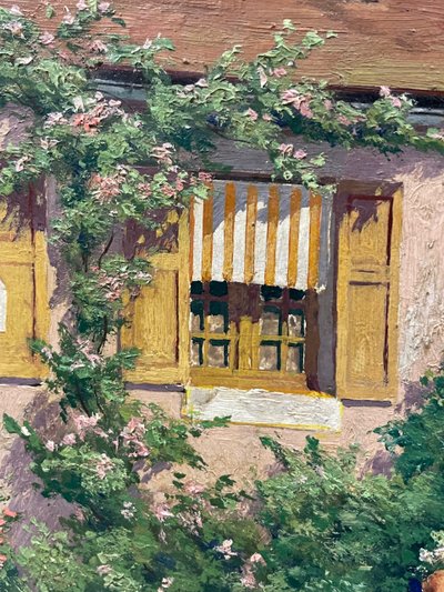 Pauline Elisabeth DELACROIX GARNIER - Villa Et Jardin Fleuri Huile Sur Toile