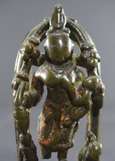 ndia, 16th Century, Very Old Bronze Jain Statue Of The Goddess Ambika.