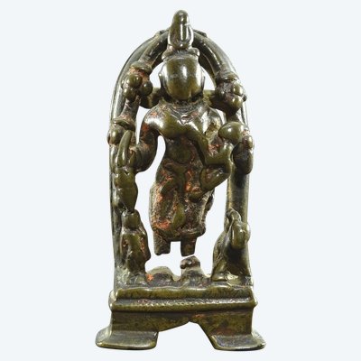 ndia, 16th Century, Very Old Bronze Jain Statue Of The Goddess Ambika.