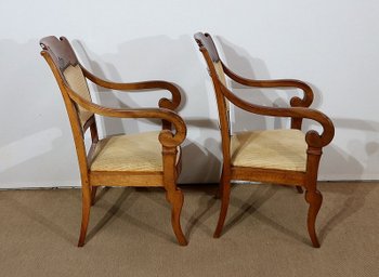 Paire de Fauteuils à Crosse en Noyer, époque Restauration – 1ère partie du XIXe 