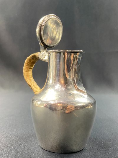Coquemar laitière XIXe en argent massif