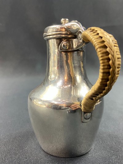 Coquemar laitière XIXe en argent massif