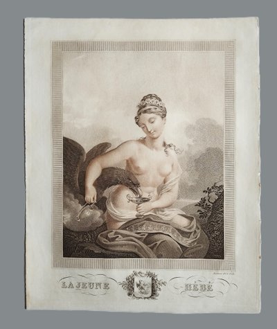 Hebe Goddess Of Youth Mythological Engraving Empire Period By Bosselman 19th C Etching 