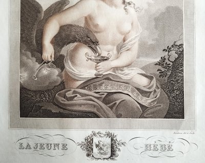 Hebe Goddess Of Youth Mythological Engraving Empire Period By Bosselman 19th C Etching 