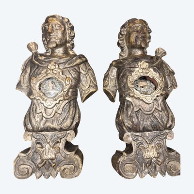 Pair Of Reliquary Bust St John The Baptist And St Francis - 18th century