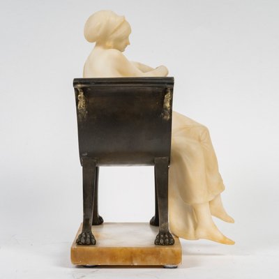 Scultura in alabastro e bronzo del periodo Art Nouveau