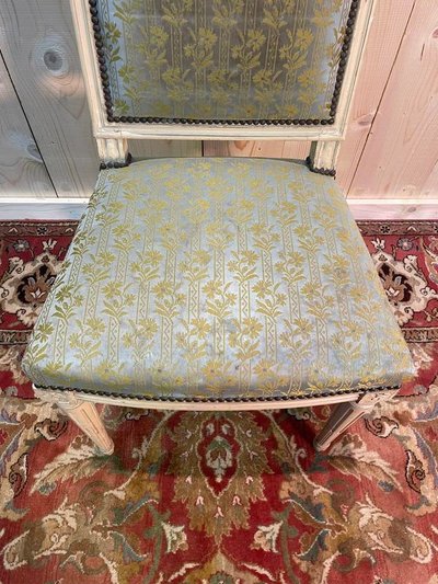 Set di 6 sedie Luigi XVI. beige rechampi