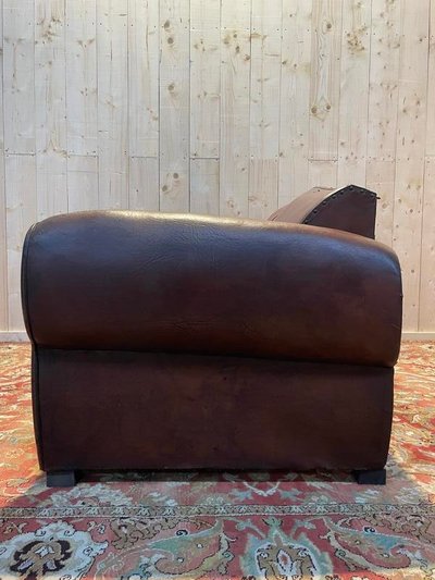 Art-Deco-Schlafsofa aus Leder