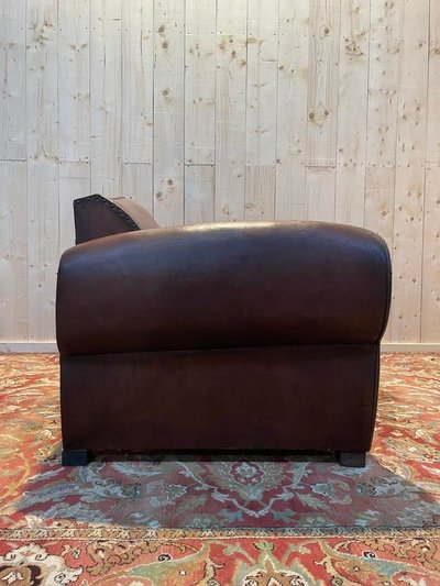 Art-Deco-Schlafsofa aus Leder