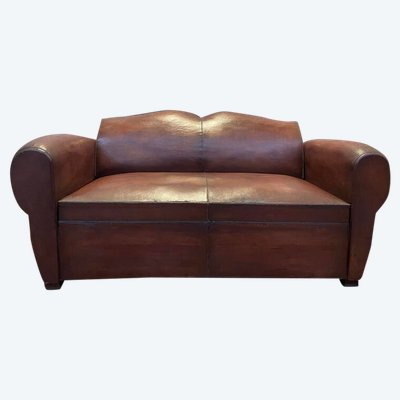 Art-Deco-Schlafsofa aus Leder