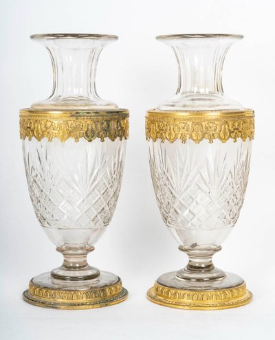 A Pair of Late 19th Century Crystal and Gilt Bronze Vases