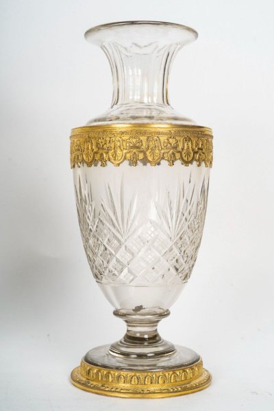 A Pair of Late 19th Century Crystal and Gilt Bronze Vases
