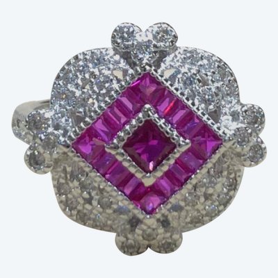 Baguee pierres rouge et zircons