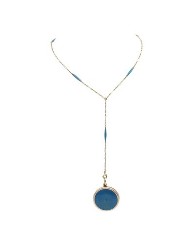 Collier Porte Photo Email En Or 14 Karats, émail Guilloché, Bijou Ancien, Porte-photo