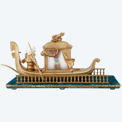 A Romantic Biscuit and Art Nouveau Gilt Metal Lamp