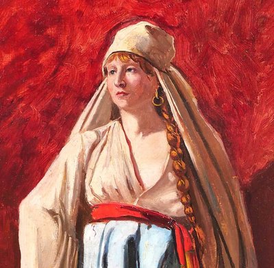 Emile TREMBLAY 1855-1935 Porträt einer Frau in orientalischem Kostüm, Gemälde, um 1900 orient