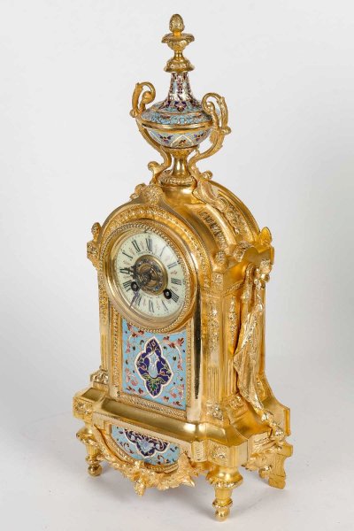 Gilt Bronze and Cloisonné Enamel Fireplace Set, Late 19th Century