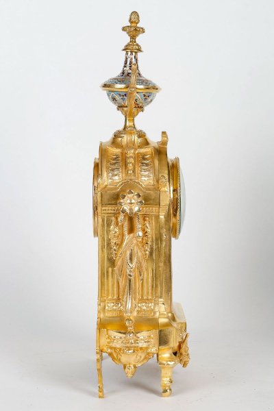 Gilt Bronze and Cloisonné Enamel Fireplace Set, Late 19th Century