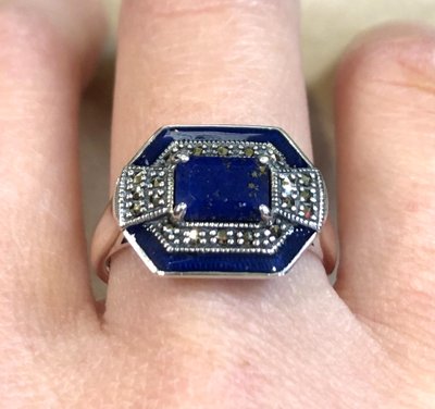 Anello in lapislazzuli e marcasite