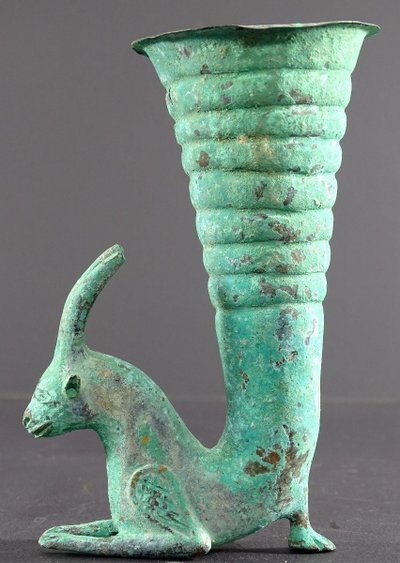 Bactrian Civilization, 3rd Century B.C., Rare Rython Bronze Antelope design.