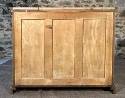 Ancien meuble de metier en chene a porte coulissante