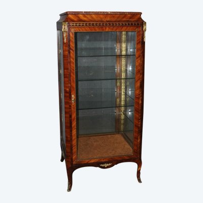Vitrine Louis XV Quatre Faces Vitrées En Marqueterie Vers 1880