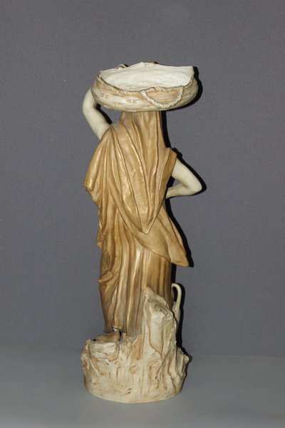 Young Orientalist Woman With Art Nouveau Basket By Royal Dux About 1900