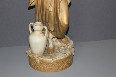 Young Orientalist Woman With Art Nouveau Basket By Royal Dux About 1900
