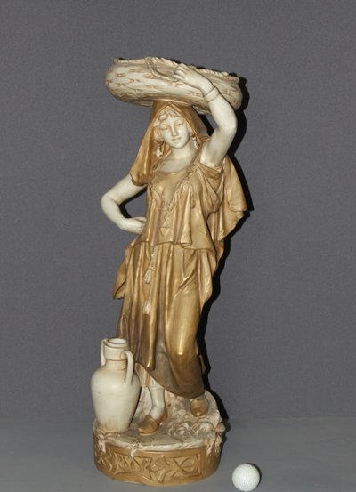 Young Orientalist Woman With Art Nouveau Basket By Royal Dux About 1900