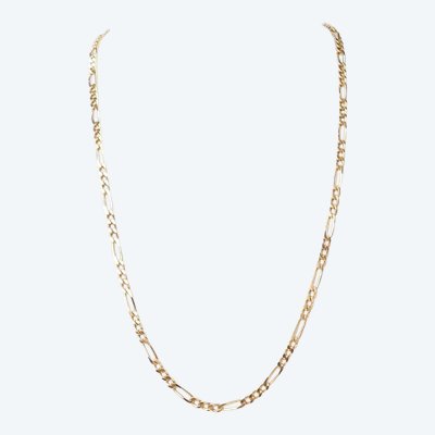 Collier maille figaro alternée 1/3 en or jaune