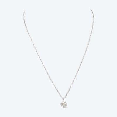 Collier solitaire en or blanc et diamant 1,40ct