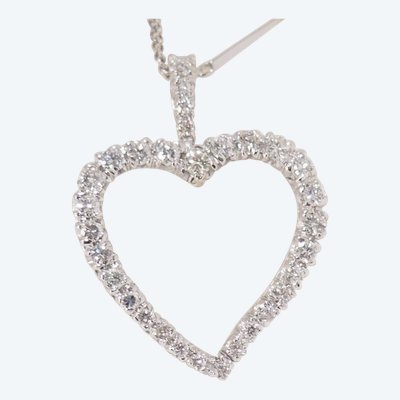 Herzhalskette aus Weißgold und Diamanten