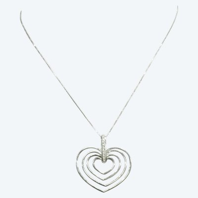 Collana in oro bianco con 4 cuori