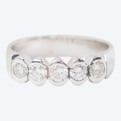Mezza fede in oro bianco e diamanti 0,60ct