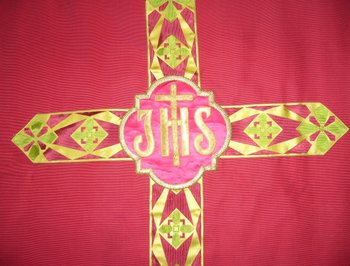 Chasuble in red ottoman period 1930 or 1940