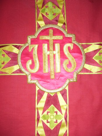 Chasuble in red ottoman period 1930 or 1940