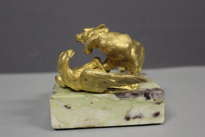Bronze Gilt, Tiger Attacking Eagle About 1900