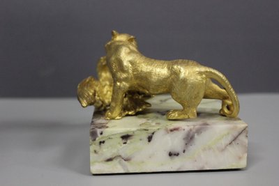 Bronze Gilt, Tiger Attacking Eagle About 1900