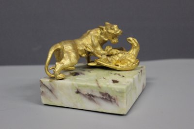 Bronze Gilt, Tiger Attacking Eagle About 1900