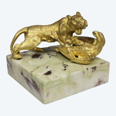 Bronze Gilt, Tiger Attacking Eagle About 1900