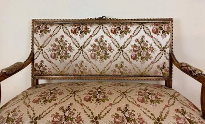 Banquette De Style Louis XVI En Bois Doré