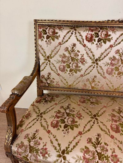 Banquette De Style Louis XVI En Bois Doré