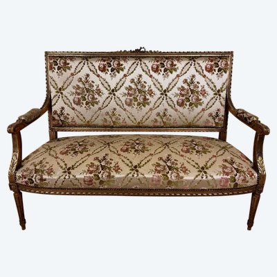 Banquette De Style Louis XVI En Bois Doré