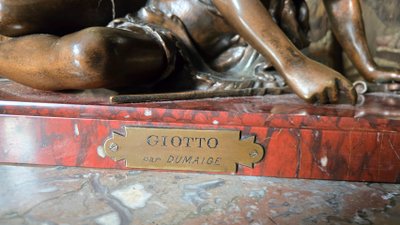 Bronzo di Giotto su marmo, dopo Dumaige XIX secolo